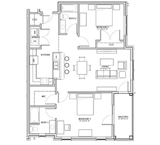 Floor Plans - Block 200 - Two Bedroom